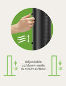 Holmes 31" Manual Tower Fan, 70° Oscillation, 3 Speeds, 2-Hour Auto Shut-Off Timer, Adjustable Vents, Compact and Slim Profile, Carry Handle, Ideal for Cooling your Home, Bedroom or Office, Black by CozyNest Decor
