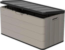 Heavy-Duty 100 Gallon Outdoor Storage Bench - Waterproof Patio Deck Box for Outside Use, Lockable Resin Storage with UV Protection, Granite Grey by GreenHaven Gardens