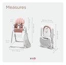 KÜB 3-in-1 Foldable Baby High Chair | 7 Height & 4 Recline Adjustable | Removable Seat & Tray for Easy Clean | 2 Locking Wheels | Multifunctional Infant High chairs for Babies and Toddlers Girl (Pink) by TinyTreasures Baby Boutique
