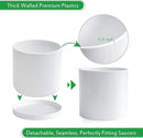 D'vine Dev 2 Pack 10 Inch Modern Plastic Plant Pots, Small Garden Planters for Plant with Drainage Holes and Saucers, White Color, 74-Z-N-1 by GreenHaven Gardens