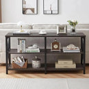LVB Rustic Console Table, Industrial Modern Sofa Table Behind Couch, Long Metal Wood Entryway Table with Storage Shelf, Farmhouse Foyer Hallway Table for Home Living Room Bedroom, Dark Gray Oak, 63 in by CozyNest Decor