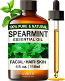 Kukka Spearmint Oil for Facial Hair - 4 Fl Oz - 100% Pure Natural Aromatherapy Spearmint Essential Oil for Skin & Hair Care, Diffuser, Bath Bombs, Soaps and Candles - Soap Making & DIY by CozyNest Decor