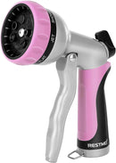 RESTMO Garden Hose Nozzle, Heavy Duty Metal Water Hose Nozzle with 7 Adjustable Spray Patterns, High Pressure Hand Sprayer with Flow Control, Best for Watering Plant & Lawn, Washing Car & Pet, Pink by GreenHaven Gardens