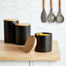 Farmlyn Creek Set of 3 Matte Black Kitchen Canister with Airtight Wooden Bamboo Lids, Kitchen Counter Containers, Food Storage Jars, Ideal for Storing Sugar, Coffee and Other Dry Goods, (3 Sizes) by CozyNest Decor