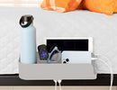 Squirrel Gray Bedside Perch – Perfect dorm gift & small space essential! USB-C & A charging, cup holder fits Hydro Flask, YETI, S'well. Organizes phone, iPad & more on lofted beds, couch, etc. by CozyNest Decor