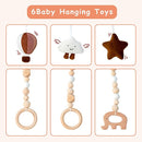 Razee Wooden Baby Play Gym Play Mat, Foldable Baby Gym with 6 Hanging Sensory Toys for Newborn Shower Gift by TinyTreasures Baby Boutique