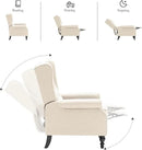 Mid Century Wingback Recliner Chair for Adults, Modern Linen Fabric Push Back Recliner Chairs with Button Tufted Upholstered Back & Footrest, Manual Recliner Chais for Living Room, Nursery, Beige by CozyNest Decor