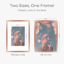 Homeforia A5 Frame Rose Gold, High End Metal 5.8 x 8.3 Picture Frames Matted to 4.1 by 5.8 inch Art, A5 Display Photo Frame with Mat A6, 5.8x8.3 Rose Poster Frames, Tempered Glass, Wall Kit, Set of 1 by CozyNest Decor