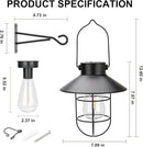pearlstar Solar Lanterns Outdoor Metal Solar Powered Hanging Lights Waterproof for Wall Yard Garden Patio Garage Balcony Porch Fence Decor, Warm White Edison Bulb,with Wall Mount Kit（Black-1pack） by GreenHaven Gardens