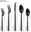 Alata Cube Black 20-Piece Forged Silverware Set Stainless Steel Flatware Set,Service for 4,Matte Satin Polished Cutlery Set,Dishwasher Safe by CozyNest Decor