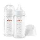 Pigeon Glass Nursing Bottle Wide Neck, Anti-Colic, Streamlined Body, Natural Feel, Easy to Clean, Heat-Resistant, 8.1 Oz(Pack of 2), Includes 2pcs M Nipples (3m+) by TinyTreasures Baby Boutique
