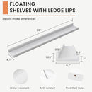 Solid Ash Wood Picture Ledge Shelf, 36 Inch Floating Shelves with Lip Set of 2, Photo Ledge Shelf Nursery Bookshelf Wall Mounted for Living Room Bedroom Decor, White by TinyTreasures Baby Boutique