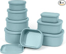 100% Silicone Food Storage Containers with Lids, 8 Pack, 10oz to 51oz, Reusable Leakproof Nesting & Stackable Silicone Bento Lunch Box, Microwave Freezer Dishwasher Oven Safe, BPA Free, Slate Green by TinyTreasures Baby Boutique