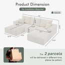 Boneless Sectional Cloud Couch Sofa for Living Room, 112" U-Shaped Modular Modern Lounge Sleeper Beige Couches with Chaise, No Assemble, Cordury Compression Upholstered Sofas by CozyNest Decor