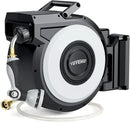 Tuyeho Retractable Garden Hose Reel 100FT, Wall Mount Heavy Duty Water Hose Reels with Automatic Slow Rewind System, Outdoor Hoses Reel with 2 Hose Nozzles for Garden Watering, Car Wash, Pet Shower by GreenHaven Gardens