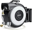 Tuyeho Retractable Garden Hose Reel 5/8" x 90 ft, Wall Mount Water Hose Reels with Automatic Slow Rewind System, Outdoor Hoses Reel with 2 Hose Nozzles for Garden Watering, Car Wash, Pet Shower by GreenHaven Gardens