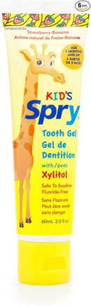 Spry Natural Xylitol Toothpaste for Baby, Toddler and Kids Age 3 Months and Up - Fluoride Free Tooth Gel, Tasty, Support Development of Emerging Teeth, Strawberry Banana 2 Fl Oz (Pack of 6) by CozyNest Decor