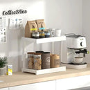 MARTY 2 Tier 15.75"x8.9" Large Countertop Shelf Organizer Spice Rack, Coffee Station Organizer for Mugs Cups, Wooden Shelf Desktop Storage Organizer for Kitchen Bathroom Home Office (White) by CozyNest Decor