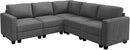 HONBAY Corduroy Modular Sectional Sofa with 5 Seaters, Sectional Corner Sofa with Chaise, L Shape Couches for Living Room, Dark Gray by CozyNest Decor