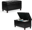 Asense Storage Ottoman Bench, Faux Leather Upholstered End of Bed Bench with Safety Hinge Wooden Legs, for Entryway Bedroom (Black, 33.3") by CozyNest Decor