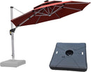 PURPLE LEAF 11ft Patio Umbrella With Base Solar powered LED Cantilever Umbrella with LED lights Windproof Outdoor Offset Umbrella for Garden Deck Pool Patio, Brick Red by GreenHaven Gardens