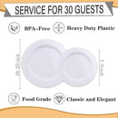 FLOWERCAT 60PCS White Plastic Plates - Heavy Duty White Disposable Plates for Birthday Party/Wedding -serve for 30 guests Include 30PCS 10.25" Dinner Plates & 30PCS 7.5" Dessert Plates for Party by CozyNest Decor