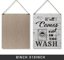 Qious Laundry Sign Gift Farmhouse It All Comes Out in the Wash Wooden Hanging Sign Plaque Rustic Wall Art Decor for Home Laundry Decoration 10 x 8 Inches by CozyNest Decor