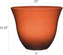 Classic Home and Garden Honeysuckle Resin Flower Pot Planter, Orange Ember, 15" by GreenHaven Gardens