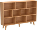 IOTXY Wooden Open Shelf Bookcase - 3-Tier Floor Standing Display Cabinet Rack with Legs, 10 Cubes Bookshelf, Pear Yellow by CozyNest Decor