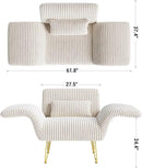 Txtin's Comfy Accent Chair Reading Chair for Bedroom Cozy Wing Arm Living Room Single Sofa Chair with Angle Adjustable Arms Beige Corduroy Easy Assembly by CozyNest Decor