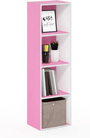 Furinno Luder Bookcase / Book / Storage, 4-Tier Cube, Pink/White by TinyTreasures Baby Boutique