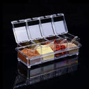 Clear Seasoning Box - 4 Piece Acrylic Spice Storage Container storage Tool for Kitchen Herb Spice Tools Gadgets-Cruet with Lid and Spoon by CozyNest Decor
