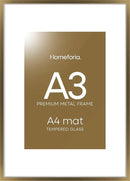 Homeforia A3 Picture Frame Bronze, High End Metal 11.7 x 16.5 inch Brass Poster Frames with Mat 8.3 by 11.7 Print, A3 Size Frames Matted to A4 Photo, 11.7by16.5 Hanging Frame, Tempered Glass, Set of 1 by CozyNest Decor