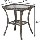 Patio Tables Wicker Side Table - Rattan End Table with Glass Top for Outdoor Outside Patio Porch Deck Square Mixed-Grey by GreenHaven Gardens