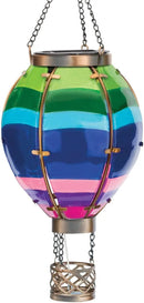 Regal Art & Gift Hot Air Balloon Solar Lantern – Hanging Solar-Powered LED Lights, Waterproof Portable Decorative Outdoor Lamp Made of Metal & Glass for Garden, Patios & Pathway – Stripe (Small) by GreenHaven Gardens
