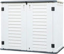 KINYING Outdoor Storage Shed - Horizontal Storage Box Waterproof for Garden, Patios, Backyards, Multi-Opening Door for Easy Storage of Bike, Garbage Cans, Tools, Lawn Mower, Off-White, 26 Cubic Feet by GreenHaven Gardens