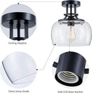 WUZUPS Chandelier Rustic Farmhouse Industrial Round Semi-flushmount Ceiling LED Light Fixture with Clear Glass Shades for Bathroom Kitchen Foyer Entryway, H 10" x W 10", E26 Base, Black by CozyNest Decor