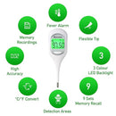 Boncare 9 Seconds Digital Basal Thermometer - Accurate Oral & Rectal Thermometer for Adults & Kids, Fever Alarm, Large Display (White) by TinyTreasures Baby Boutique