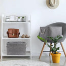 Storage Basket for Shelves - 17X15X12 inch 2 Pack Collapsible Storage Bin with Rope, Canvas Fabric Storage Cubes for Cloth Decorative Books Nursery (Grey) by CozyNest Decor