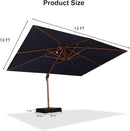 PURPLE LEAF 10' X 13' Double Top Deluxe Wood Pattern Rectangle Patio Umbrella with Base Offset Hanging Umbrella Outdoor Market Umbrella Garden Umbrella, Navy Blue by GreenHaven Gardens