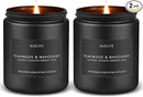 2 Pack Teakwood & Mahogany Candle | Scented Candles for Men, Man Gifts for Men - Masculine Candles - Soy Candle for Home Scented - 7oz Black Jar, Long Lasting by CozyNest Decor