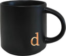 COLLECTIVE HOME - Black Monogram Ceramic Mugs, 15 oz Golden Initial Coffee Cups, Elegant Alphabet Tea Mugs, Personalized Halloween Mug with Gift Box, Perfect for Office and Home Décor (d) by CozyNest Decor