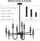 Farmhouse Black Chandelier, Modern Candle Hanging Lamp, Round LED Ceiling Pendant Lights for Kitchen Island Living Room Bedroom Dining Room (Black-B 9Lights) by CozyNest Decor