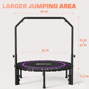 BCAN 40"/48" Mini Rebounder Trampoline for Adults with Bar, 450/550LBS Fitness Trampoline with Bungees, Adjustable Handle, Stable & Quiet, Indoor Outdoor, Whole-Body Workout & Relaxation at Home by TinyTreasures Baby Boutique