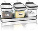 XIUDI Condiment Seal Jar Spice Container with Lids and Spoons，Clear Glass Condiment Canisters Pots Seasoning Box Salt Container Sugar Bowl Set of .Used in Kitchen, Coffee Table,Set of 3 by CozyNest Decor
