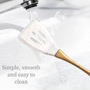 Heat-Resistant Silicone Kitchen Spatula Set – Non-Toxic Cooking Utensils with Solid & Slotted Designs –Food Grade Silicone and Stainless Steel Handles –Ideal for Nonstick Cookware, Gold by CozyNest Decor