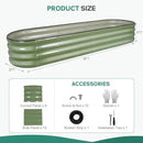 Galvanized Raised Garden Bed - 8×2×1ft Planter Raised Beds for Gardening | Oval Metal Garden Planter Box with Safety Edging and Bracing Rods for Vegetables Fruits and Flowers Oliver Green by GreenHaven Gardens