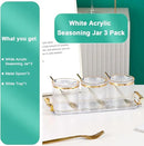 Acrylic Condiment Spice Jars and Box with Lids, Spoons, Tray - 3 Pack, Clear Plastic Canisters, Seasoning Box Set for Salt, Paprika, Sugar - Kitchen Storage by CozyNest Decor