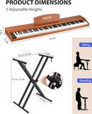 88 Key Digital Piano Keyboard for Beginners - Full Size Semi Weighted Wooden Electric Piano Set with Stand, Triple Pedal, Headphone,Carry Bag - Supports USB-MIDI Connecting (Wood Grain Brown) by TinyTreasures Baby Boutique