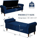 Storage Ottoman Bench for Bedroom, 63" End of Bed Bench with Rolled Arms Upholstered Ottoman Bench Fit for Bedroom, Living Room, Entryway, Velvet Navy Blue by CozyNest Decor